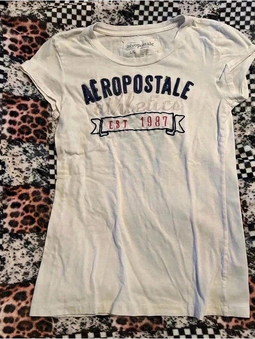 aeropostale Graphic Logo Tee White Size Large
